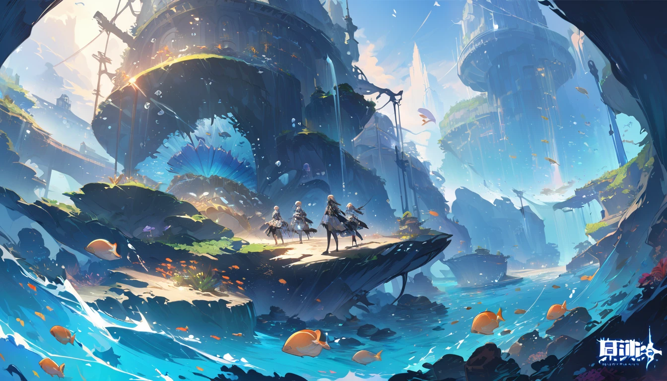 under the sea, น้ำ ocean. ocean.Concept art wallpaper 4k,Concept art wallpaper 4k,beautiful light,shellfish,,Here's what:,shellfishใหญ่สีดำ,