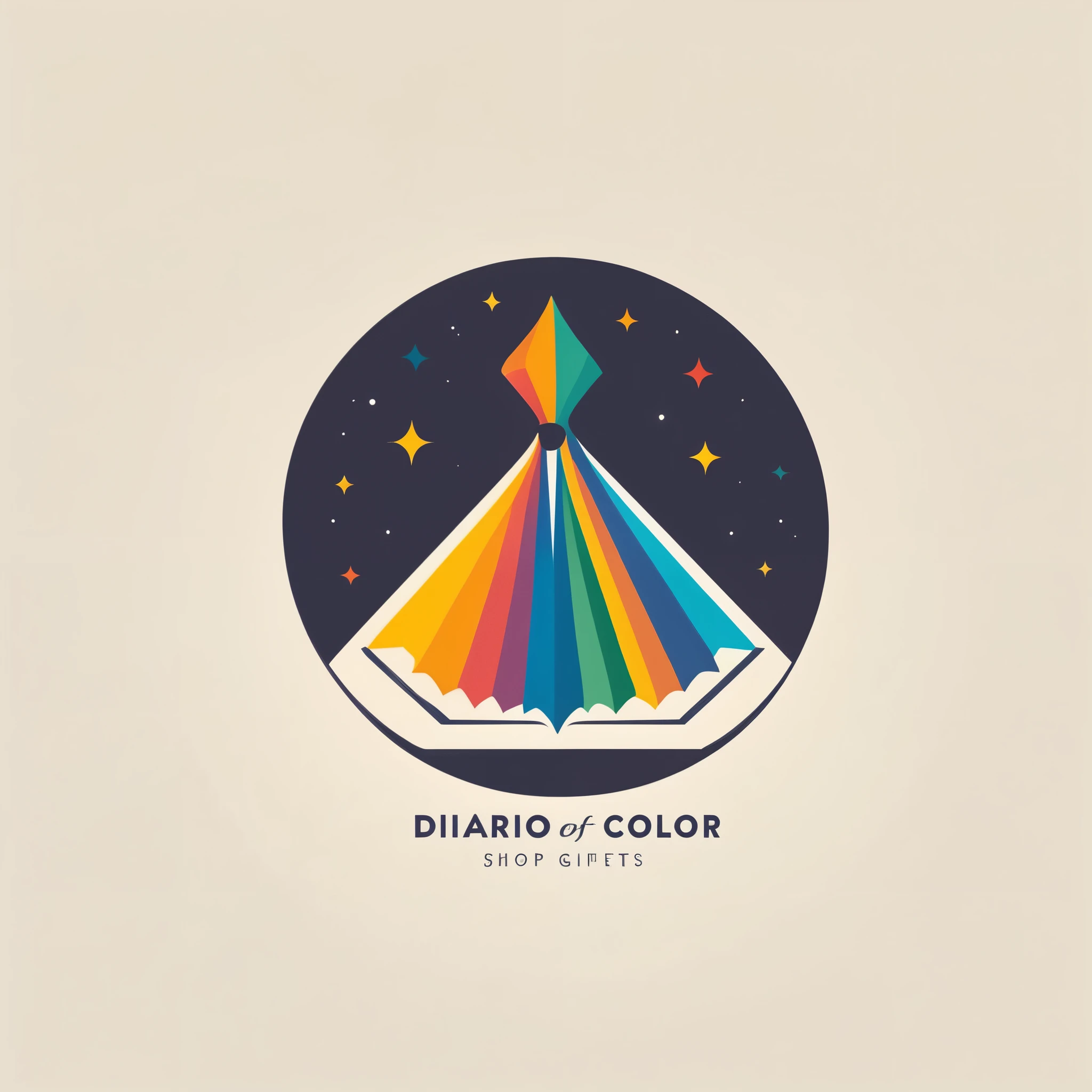 Logo for stationery store and arts and gifts shop. It has "diarios de color"