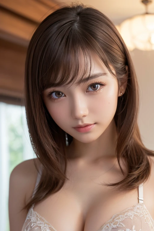 (Surreal), (Consciousness upward), (High resolution), (8k), (Very detailed), (The best Consciousness upwardns), (Beautiful and detailed), (Highest quality), (Very detailedな), (masterpiece), (Detailed face), Big eyes,Sweaty, Slender body, Long Hair,Colored inside,alone,A girl wearing a simple black bikini, Huge , smile, Sea of night, moon, 16 years old, See through，Beautiful and fair、Glowing Skin, 3 Up, Nice, bright, Refreshing and gentle look, Perfect beautiful face, Highly realistic photos, High resolution, Detailed face,　Upper Body(masterpiece:1.5)、(Realistic:1.5)、(Highest quality:1.4、8k、RAW Photos）、
超High resolution、Professional Lighting、Perfect dynamic composition、indoor、
Film Grain、chromatic aberration、(Bokeh:1.1)、
Frank、Sophisticated、charm、Surreal、Attention to detail、Golden Ratio、
(1 girl)、Slender girl、繊細でcharm女の子、Cute Woman:1.4、
Serious expression、Looking at the audience、
Light brown hair、Shiny Hair、Random Cute Hairstyles、
Realistic looking skin、
Shut your mouth.、Beautiful Eyes、double eyelid、Thin arms、Large Breasts、Light makeup
(Wearing underwear)
