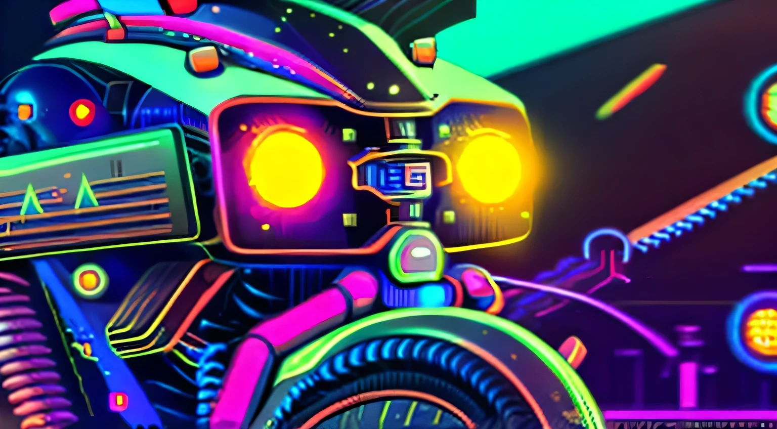 Cyberpunk style motorcycle, colored in black and neon, with complex and intricate mechanical structures with luminous parts. simple background, Lighting style: street lighting. Fantasy words: strong, seeds, futurist, Chassis Exposed, Mixing light cycles josenildo sena