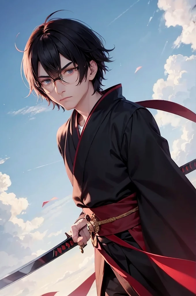 Let him be a Norse god and throw the elements, be tall and intimidating and wear glasses.