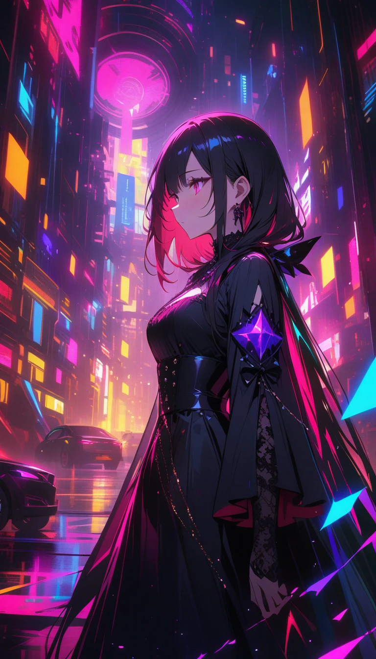 ((best quality)) , ((masterpiece)) , (detailed),Color splash, Ghostly Astronaut (Li Gong:1.3) , wearing Shabby Chic Wrap dress, has metallic plating, Colored hair, Fossil fuel power station in background,(((Abstract style,opulent . Non-representational, colors and shapes, expression of feelings, imaginative, highly detailed)))