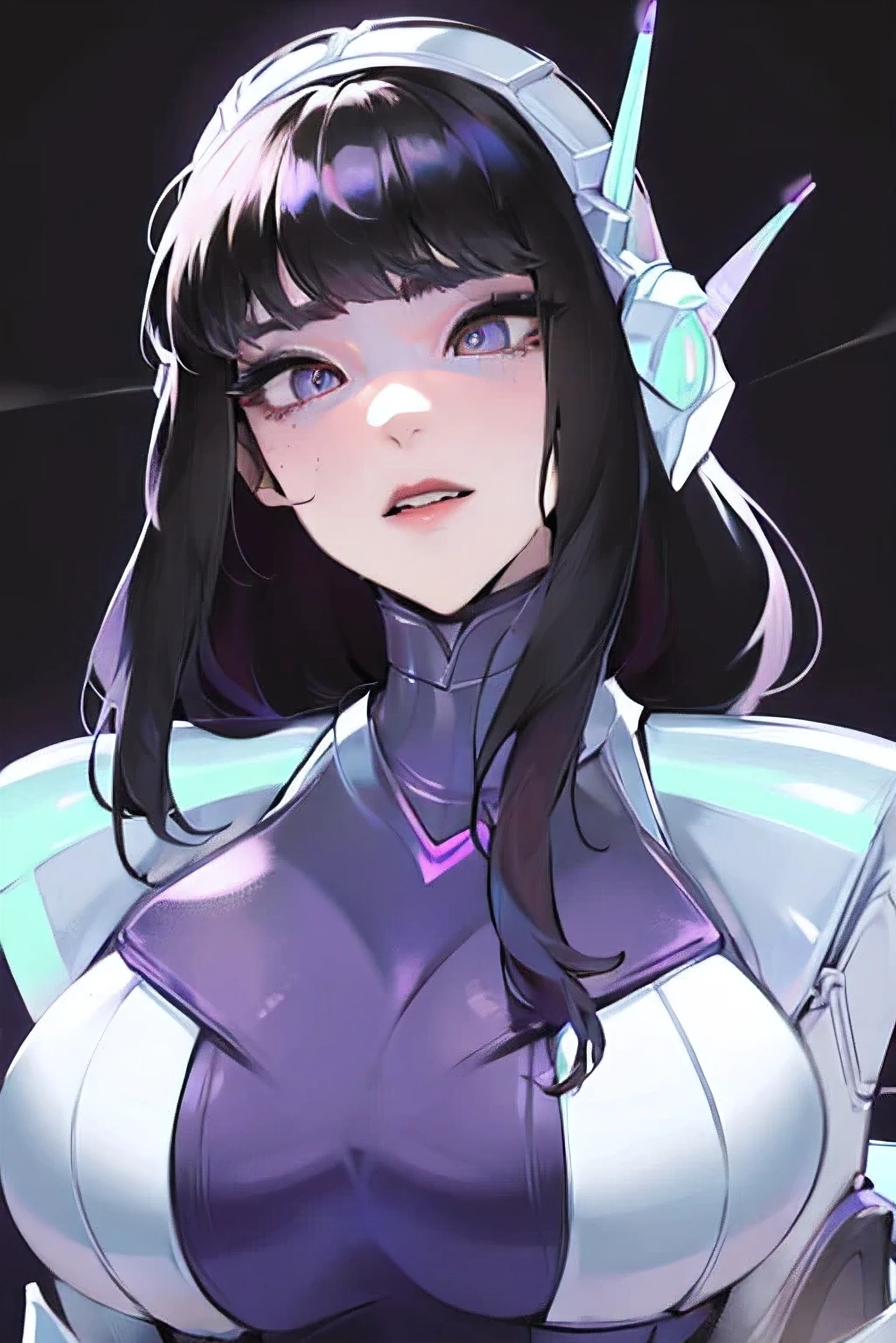 empty eyes,robotized woman ,big bust,Robot Joint ,Metal skin,long hair