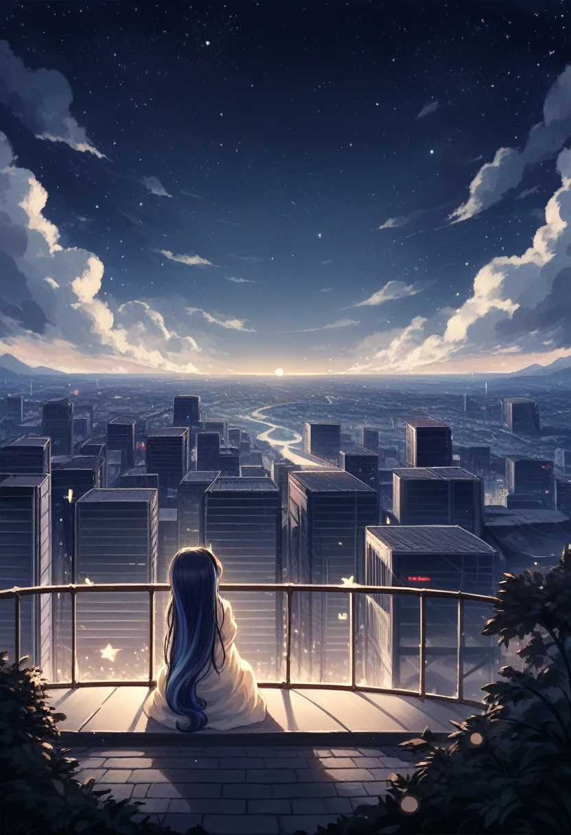 Octane, null, star (null), scenery, starry null, night, One girl, night null, alone, Outdoor, building, cloud, milky way, Sitting, wood, Long Hair, city, silhouette, cityscape
情報