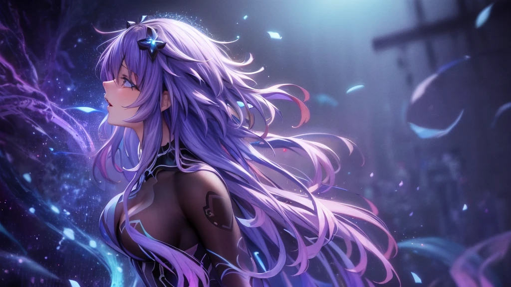 (best quality,4k,8k,highres,masterpiece:1.2),ultra-detailed,realistic,anime girl,anime echii style,dark purple hair,purple dress,beautiful detailed eyes,beautiful detailed lips,ahegao face,long eyelashes,vivid colors,sharp focus,physically-based rendering,studio lighting,portrait,pointing up,relaxed pose,colourful background,cute expression