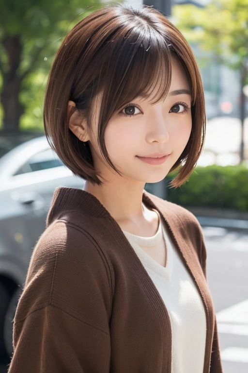 Cute Japanese women Short brown hair healthy