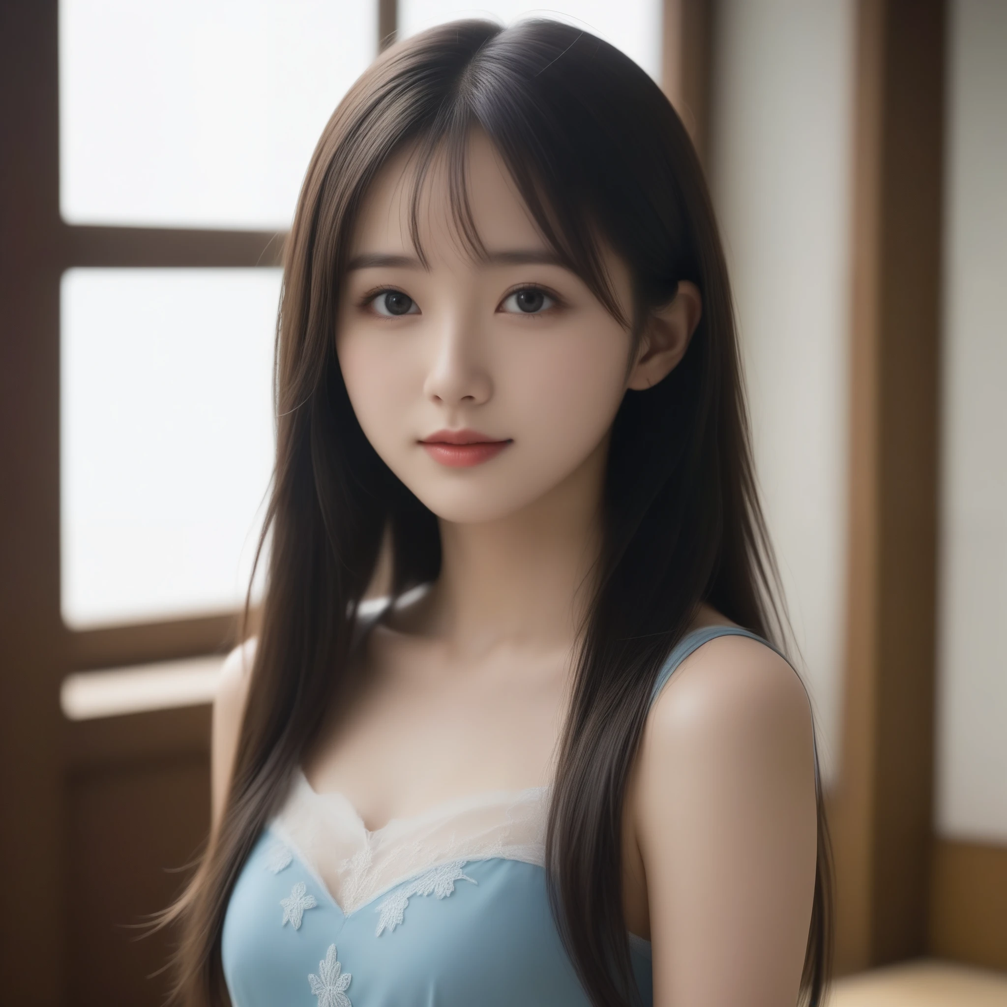 8k, Ultra-high resolution, highest quality, masterpiece, Surreal, photograph, 1 girl, (:1.3), pretty girl, Cute Face, Beautiful eyes in every detail, 細かくdetailedに,masterpiece,, One Girl:1.2, Japan Female Announcer,middle ages,Castle,Princess,clear,Noble,Elegance,From a good family,Long Straight Hair,Pencil Skirt、Ultra-fine face,Fine Eyes,double eyelid,Bold Pose,Looking at the audience、beauty,Long neck、Laugh a little、Please close your mouth and laugh、(((Ideal body type))),A cup small breasts :2,、Portraiture:2、Perfect Anatomy、鮮明なdetailed、detailed、Surreal、Light and shadow,Strong light