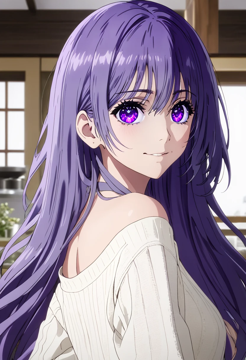 (high resolution,detailed, raw photo,Very realistic,8k),(Masterpiece: 1.3),((high resolution,detailed, raw photo,Very realistic,8k),(Misato Katsuragi),(highly detailed symmetrical attractive face),(purple hair,detailed hair),(seductive smile),(looking at the camera),(brown eyes,detailed eyes),(high detailed skin, skin pores),(seductive pose), (full body view,uncovered,unclothed)