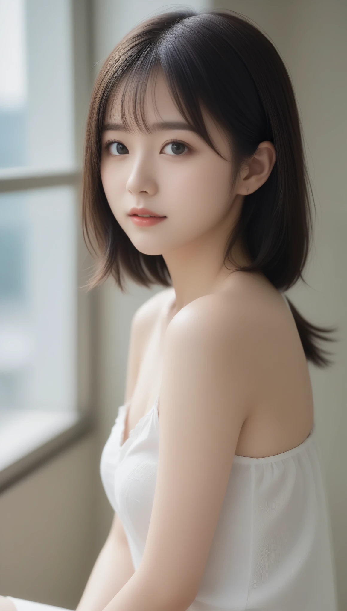 8k, Ultra-high resolution, Highest quality, masterpiece, 三分割法によるphotograph,Surreal, photograph, 1 Girl, (16 years old:1.3), pretty girl, Cute Face, Beautiful eyes in every detail, 細かくdetailedに,masterpiece,One Girl:1.2,Japan Female Teachers,full body,light smile,Black short hair,Bob with bangs,(印象派の美しい少女のPortraiture),(Impressionist light and colour), (Avant-garde attire:1.3),(Fairy,Shiny Hair, Beautiful dark eyes, So cute and beautiful,16 years old, ), (smile:0.8),Sharp contours,Looking down, (A future never imagined), ((Abstract background)), Light from above, Low contrast, (Side view),, Perfect and beautiful face ,完璧でCute Face, Skin with attention to detail, Perfect limbs、Narrow waist,Looking at the audience,(((Ideal body type))),A cup small breasts :2,Portraiture:2,Perfect Anatomy,鮮明なdetailed,detailed,Surreal,Light and shadow,glowing