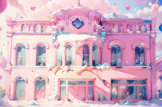 Pastel colored ice cream dripping on a castle candy land vintage aesthetic rococco dessert cute 