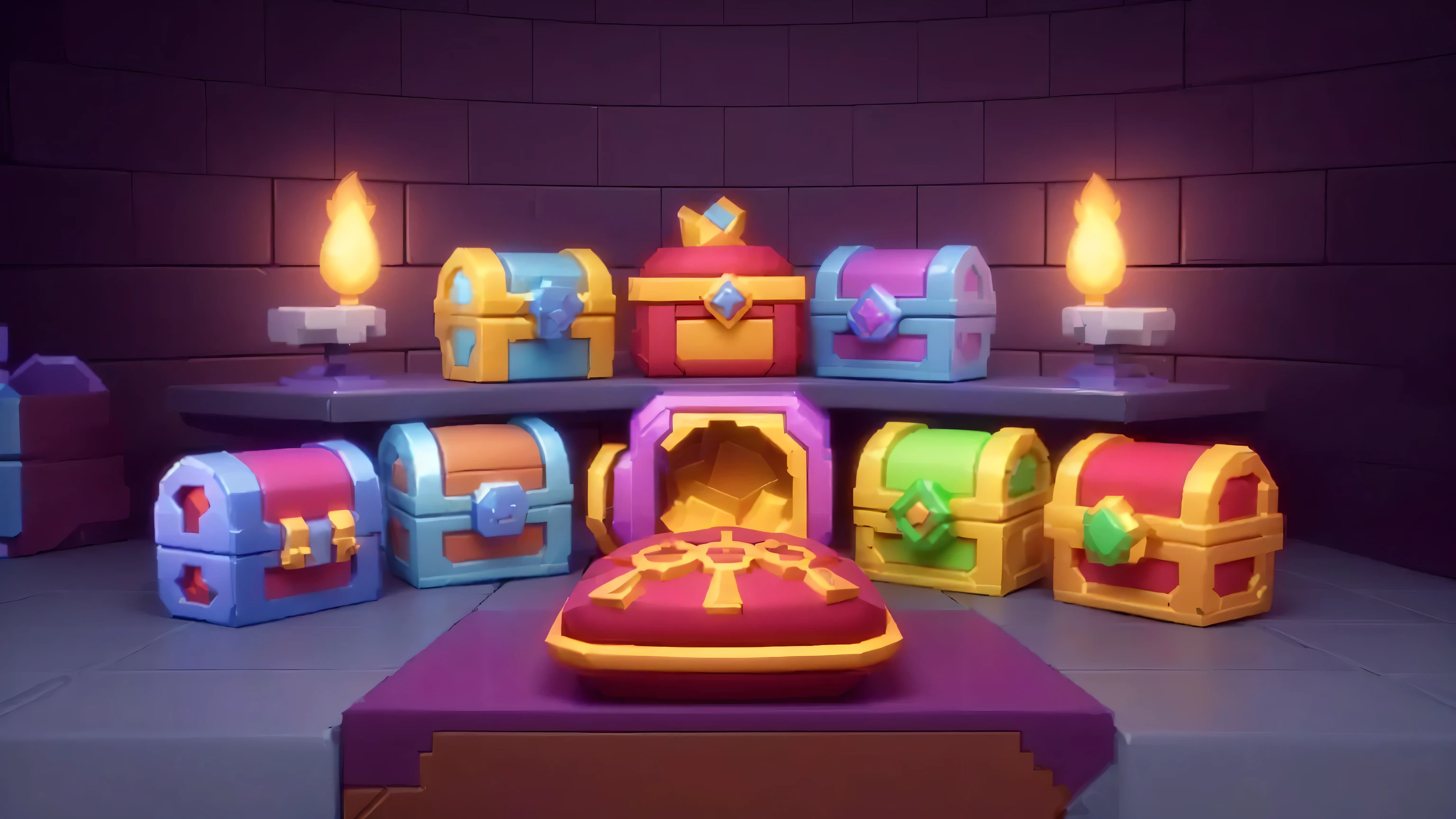 a close-up of a toy bed with a lot of boxes, stylized game art, game assets, game asset, Treasure Chests, mobile game asset, stylized concept art, detailed game art, 3d game art, 3d game art, mobile game art, 2 d game assets, trends in polycount, item art, video game assets, loot box