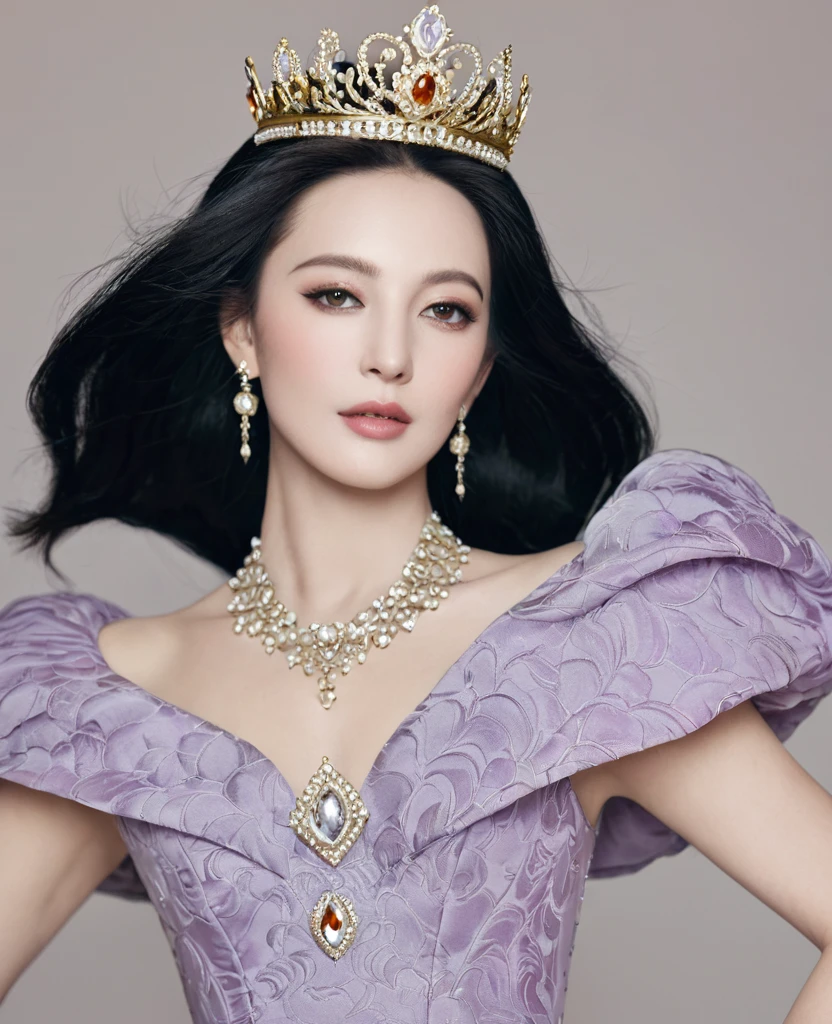The Empress's large breasts and her lower abdomen were visible as she stood. Her hair was tied up and pulled up, with gorgeous flowers on both sides of her head.、A perverted, erotic woman wearing the crown of a Qing Dynasty empress. The background is the stone paving of a Chinese palace during the Qing Dynasty.