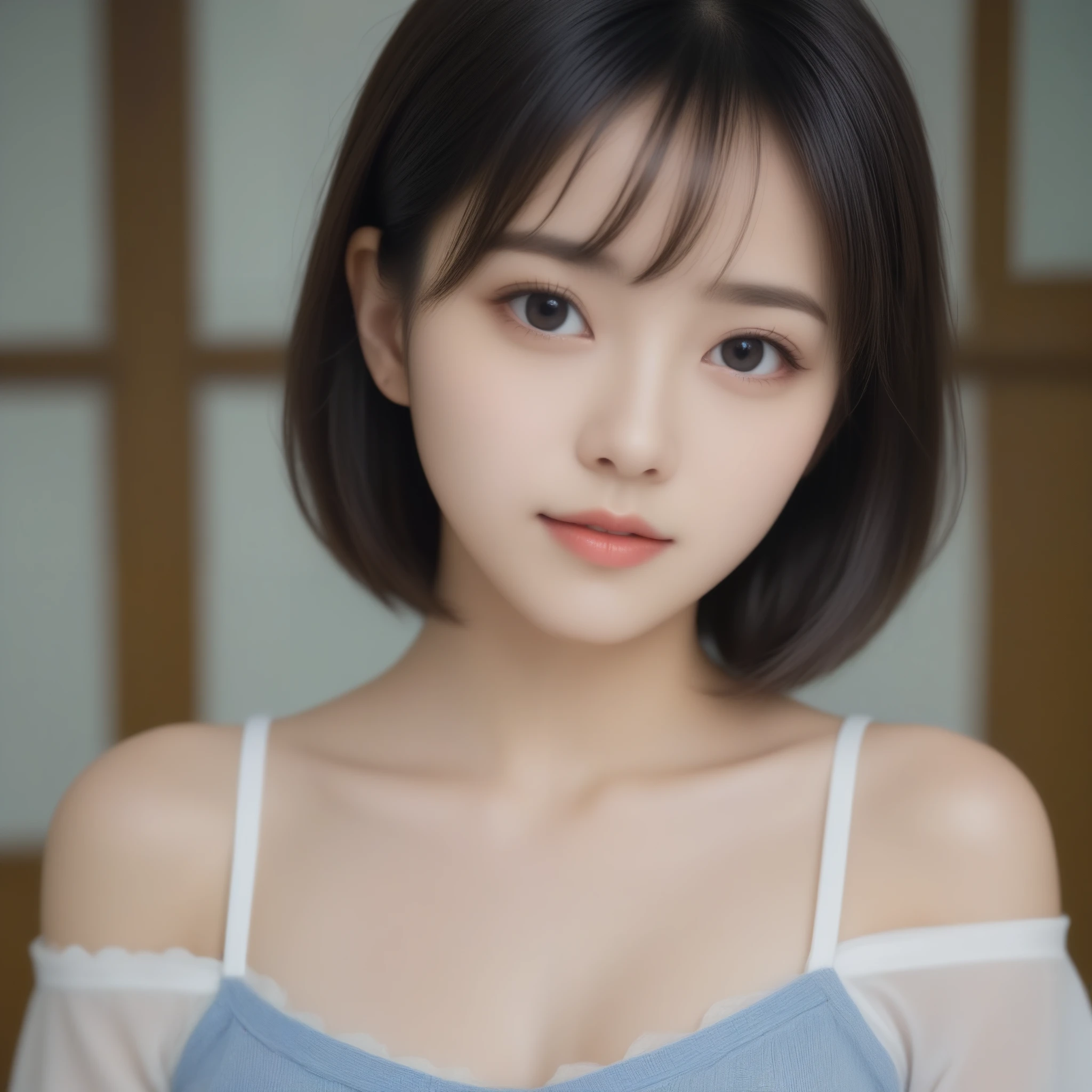 8k, Ultra-high resolution, Highest quality, masterpiece, 三分割法によるphotograph,Surreal, photograph, 1 Girl, (:1.3), pretty girl, Cute Face, Beautiful eyes in every detail, 細かくdetailedに,masterpiece,One Girl:1.2,Japan Female Teachers,extream close up,sad,glaring,Black short hair,Bob with bangs,(印象派の美しい少女のPortraiture),(Impressionist light and colour), (Avant-garde attire:1.3),(Fairy,Shiny Hair, Beautiful dark eyes, So cute and beautiful,16 years old0.8),Sharp contours,Looking down, (A future never imagined), ((Abstract background)), Light from above, Low contrast, (Side view),, Perfect and beautiful face ,完璧でCute Face, Skin with attention to detail, Perfect limbs、Narrow waist,Looking at the audience,(((Ideal body type))),A cup small breasts :2,Portraiture:2,Perfect Anatomy,鮮明なdetailed,detailed,Surreal,Light and shadow,stage lights