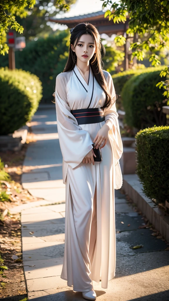 1girl,full body,extremely detailed  face, beautiful detailed eyes,light on face, nearly nude, adult magazine photoshoot,cinematic lighting,looking at viewer,outdoors,Black hair,(black Chinese architecture:0.5),hanfu,very erotic, very artistic