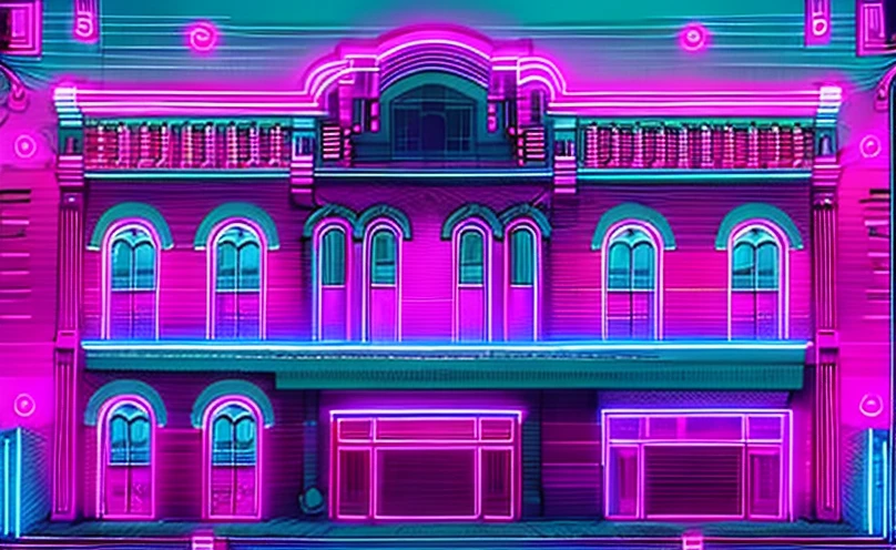 Queen of hearts pink red white gold black Colorful neon blacklight flourescent projection mapping on building, vaporwave glitch art outrun 80s memphis heart playing card alice in wonderland 