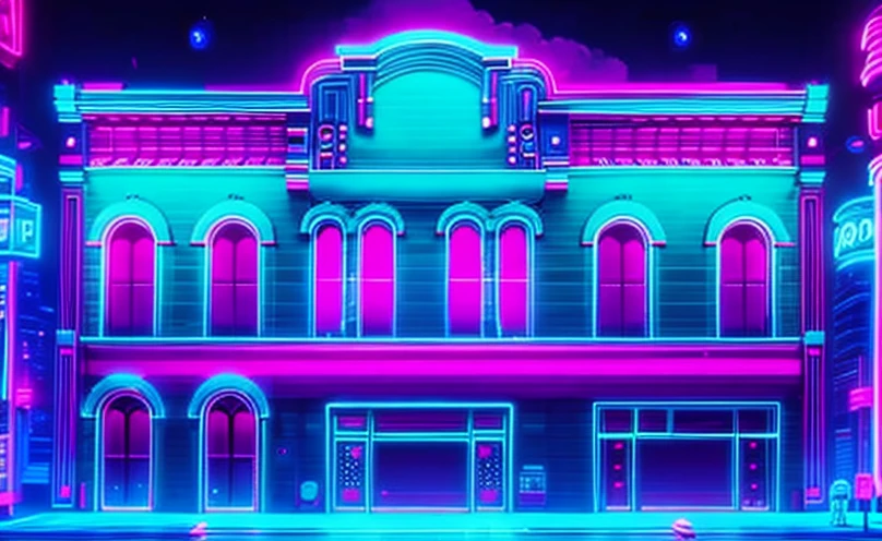 Witchy cats ling intertwined tails Colorful neon blacklight flourescent projection mapping on building, vaporwave glitch art outrun 80s memphis labyrinth david bowie