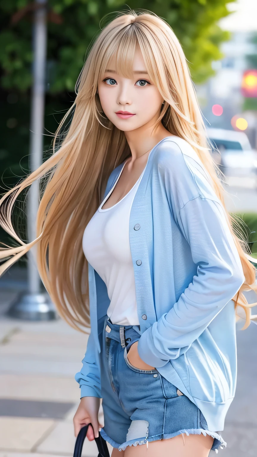 Sexy big 、Sexy cute looks and cute 15 year old beautiful girl, Beautiful and sexy face、A strong wind blows my hair in front of my face、Beautiful blonde with long straight hair hiding her cute and sexy eyes behind long bangs