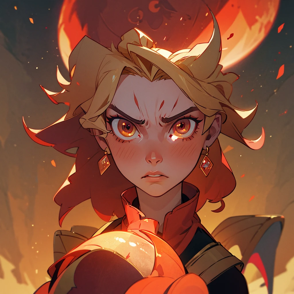 Fire, queen, angry, 3D, blood moon, diamond, gold