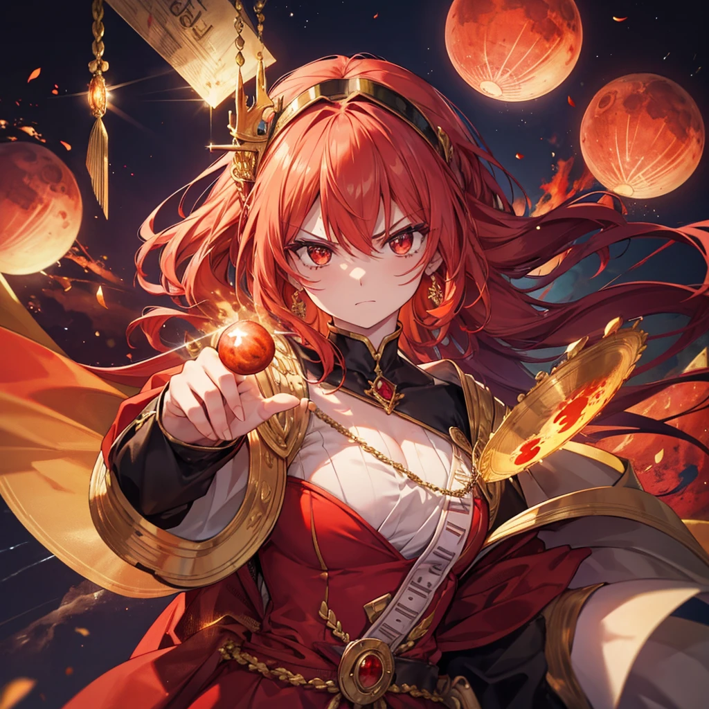 Fire, queen, angry, 3D, blood moon, diamond, gold
