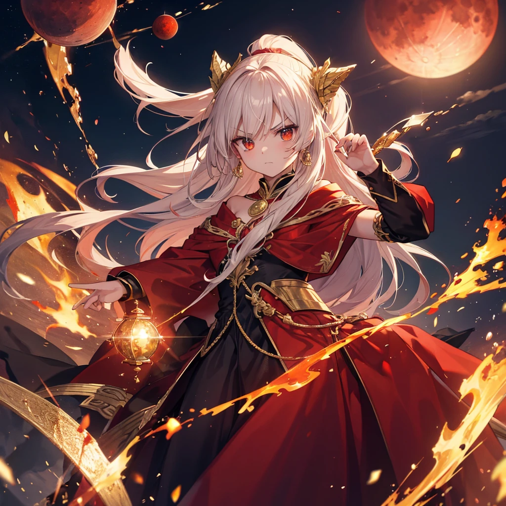 Fire, queen, angry, 3D, blood moon, diamond, gold