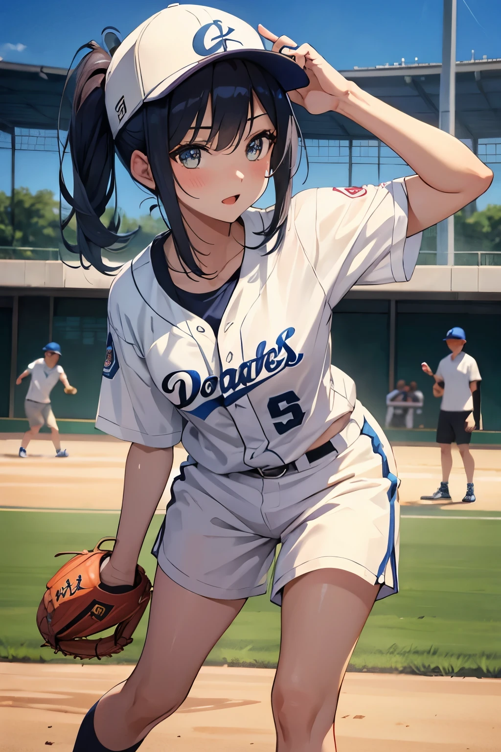 Baseball Beauty、Sexy、court、throw a ball、Small white ball