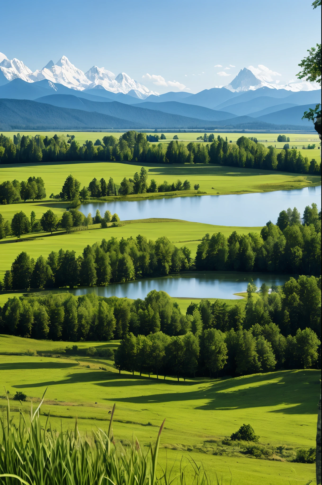 mountains are in the distance behind a lake with water and grass, by rainer hosch, by Armin Baumgarten, by Ulrich Leman, by Hans Schwarz, by Wolfgang Zelmer, by Karl Walser, by Karl Gerstner, stunning nature in background, by Hans Werner Schmidt, by Carl Rahl, by Juergen von Huendeberg