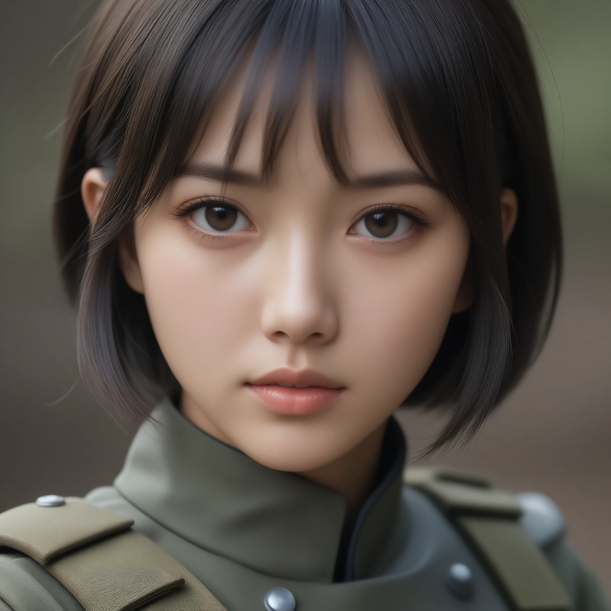 8k, Ultra-high resolution, Highest quality, masterpiece, 三分割法によるphotograph,Surreal, photograph, 1 Girl, (16 years old:1.3), pretty girl, Cute Face, Beautiful eyes in every detail, 細かくdetailedに,masterpiece,One Girl:1.2,Japanese female soldier,extream close up,furious,Black short hair,Bob with bangs, (combat uniform:1.3),Muddy Face,Sharp contours,Looking down, (Dirty Face:1.3),battlefield, Light from above, Low contrast, (Side view),, Perfect and beautiful face ,完璧でCute Face, Skin with attention to detail, Perfect limbs、Narrow waist,Looking at the audience,(((Ideal body type))),A cup small breasts :2,Portraiture:2,Perfect Anatomy,鮮明なdetailed,detailed,Surreal,Light and shadow,darkness