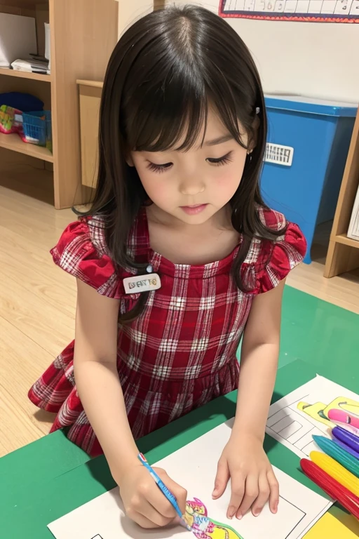 live-action female kindergartener draw a picture Rubber Dress