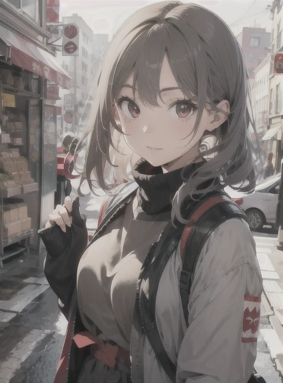 Sleeve Cover, Stylized, perspective, 2 text, Super detailed, Perfect composition, A magnificent composition , Gray Hair , Red eyes
