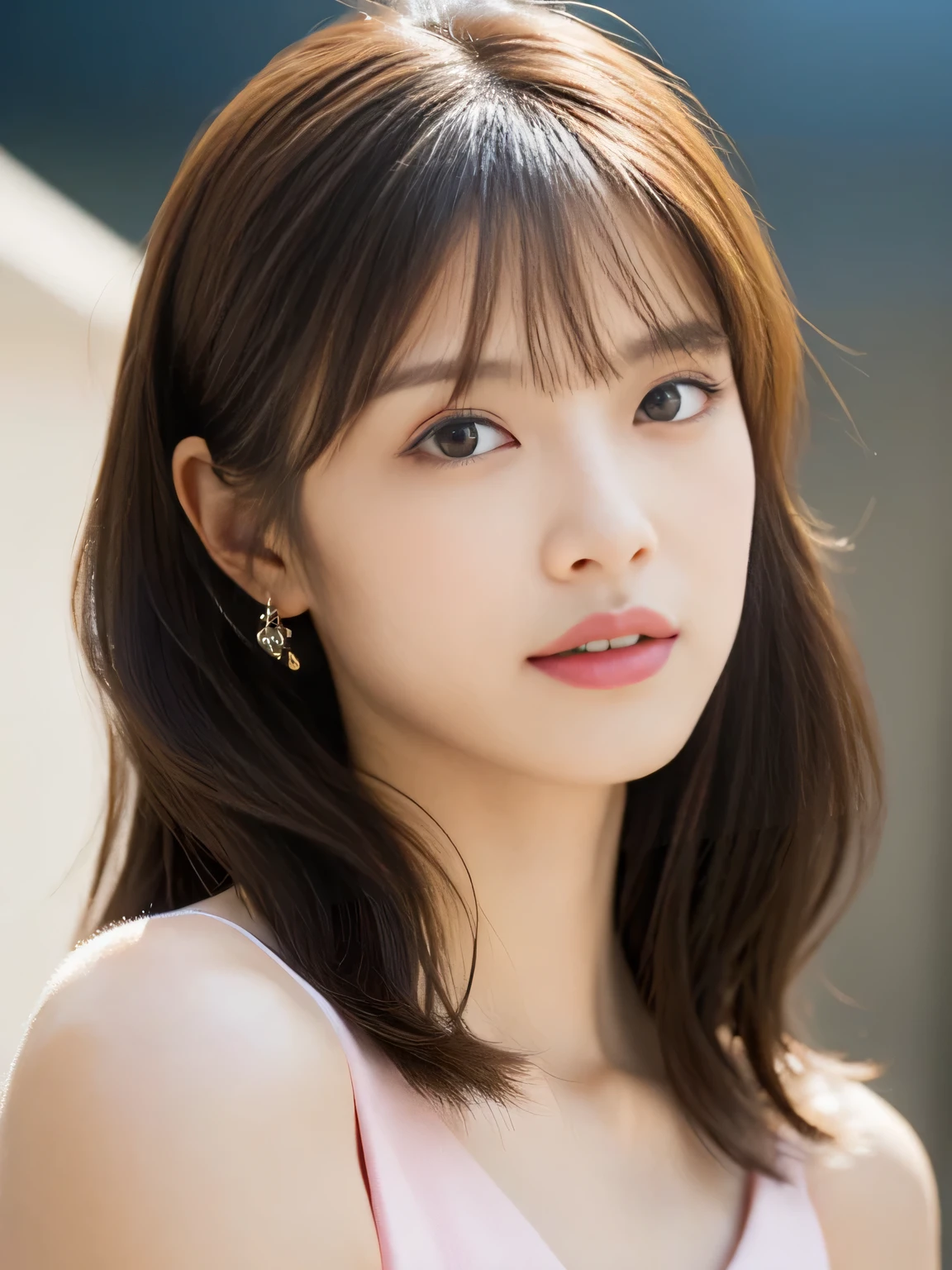 ((highest quality, 8K, masterpiece :1.3)), (realistic, Photoreal:1.4), sharp focus:1.2,
Bright colors, professional level, shallow depth of field,
20-year-old, (Half Japanese and half German woman), 1 person, A beautiful face with intelligence,
Supple body :1.3, model body shape:1.5, 頭w:1.4, perfect style:1.4,
narrow shoulders, beautiful clavicle, long and thin legs, The beauty of slim abs :1.2, thin waist :1.2,
super detailed skin, Fair skin, Shiny skin,
super detailed face, slim facial contour, beautiful small face, Beautiful lined nose,
super detailed eyes, long slit eyes, brown eyes, double eyelid, beautiful thin eyebrows, fine long eyelashes,
super detailed lips, plump lips, glossy pink lips, flushed cheeks, beautiful teeth,
Beautiful actress's ennui makeup, pink lipstick, silver necklace, earrings,
light brown hair, delicate soft hair,
(hair up, ponytail :1.2), layer cut, (dull bangs:1.2),
(Dress up with trendy fashion:1.2),
gentle smile, open mouth half way, Enchanted expression, stare at the camera,
(Full body image from the waist), dynamic lighting,
((She is completely naked and wearing a thin blouse.)),
(perfect breast shape, B cup:1.2), A small pink areola,
She has a cute plump butt, My thighs are dazzling,
(standing in a beautiful posture:1.2),
(facing forward, Show me your whole body, pay attention to your feet:1.4),
White House on Santorini, blue sky and aegean sea,
cinematic lighting, midsummer rays,
