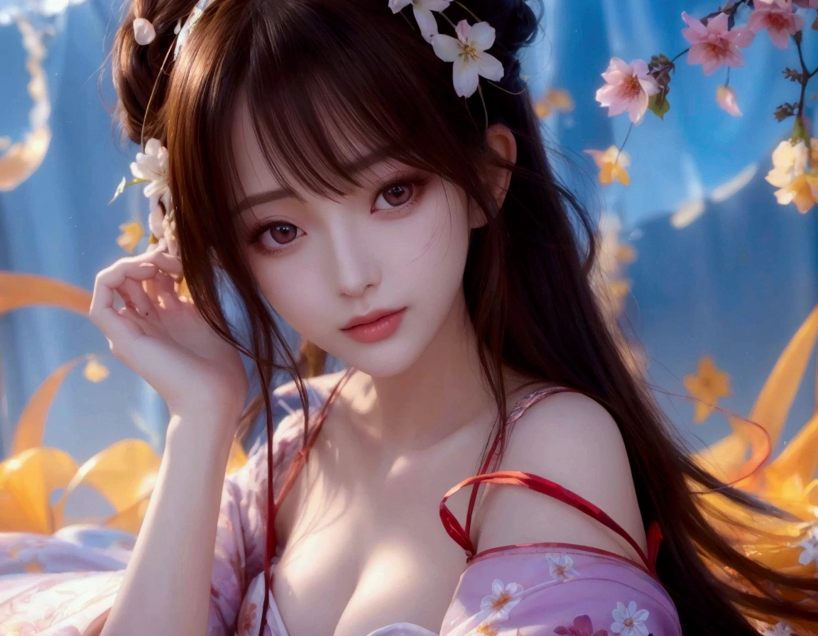 A beautiful woman in a vibrant garden
detailed portrait of a woman, beautiful detailed eyes, beautiful detailed lips, extremely detailed face, long eyelashes, elegant hairstyle, flowing white dress, sitting in a lush garden, surrounded by colorful flowers, sunlight filtering through the trees, warm color palette, cinematic lighting, highly detailed, photorealistic, 8k, masterpiece