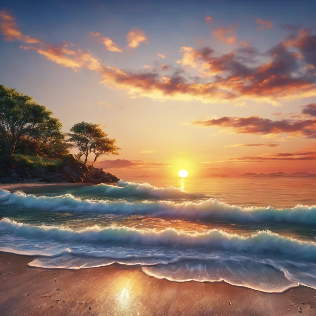 Realistic sunset on the seashore