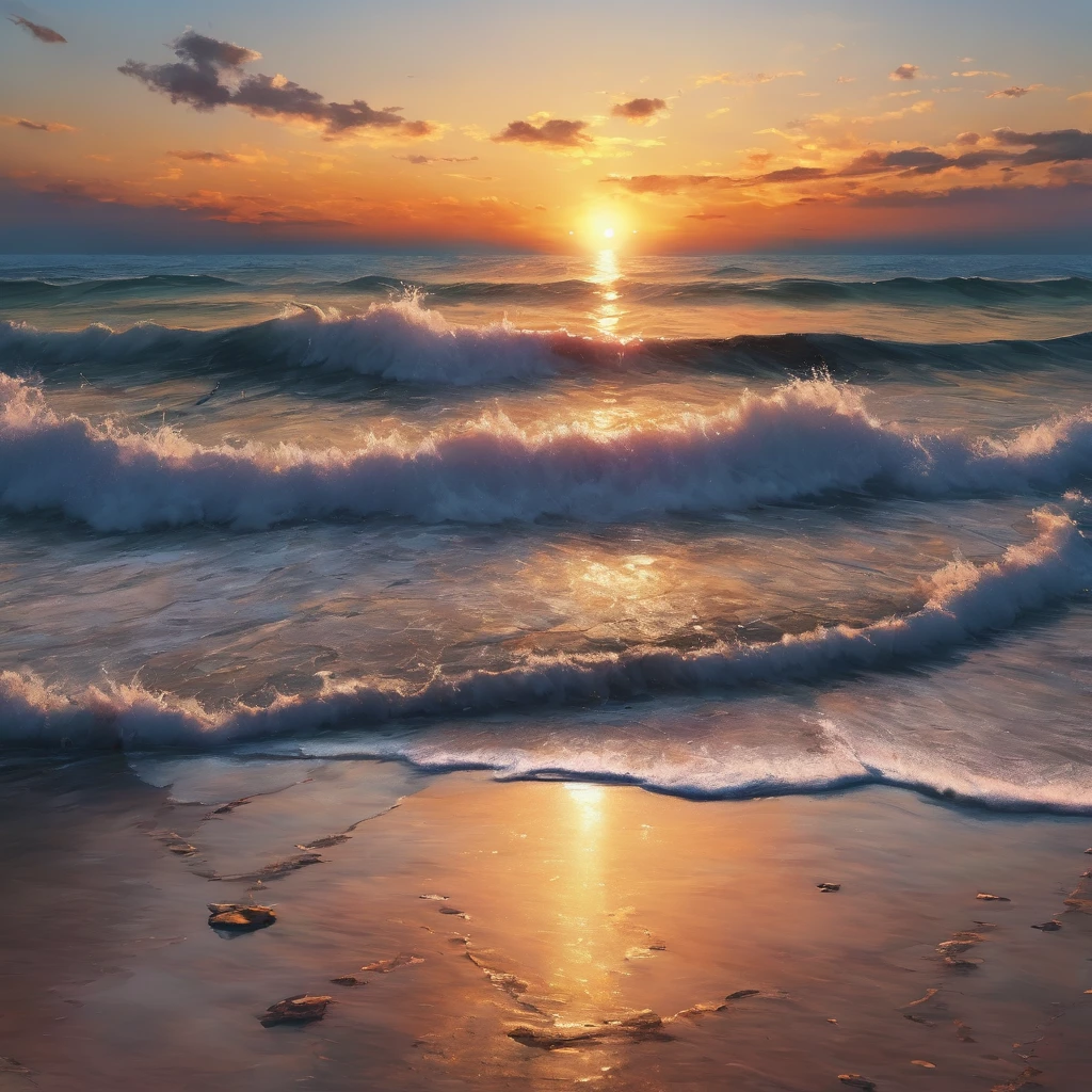 Realistic sunset on the seashore