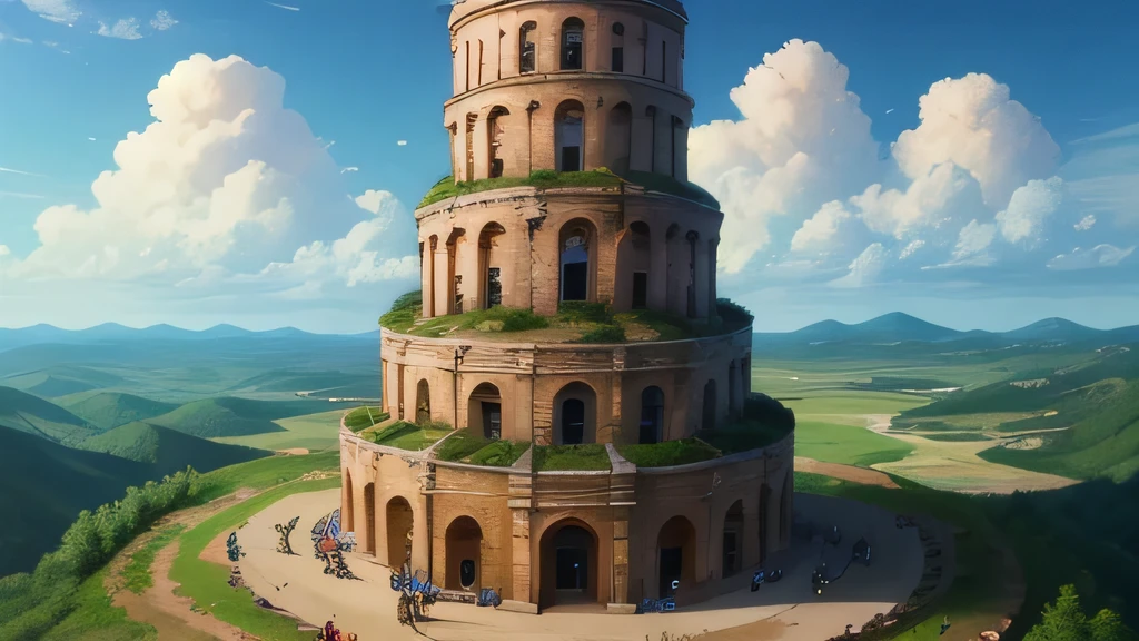 Built the biblical Tower of Babel、Lumberjacks working on construction。Their clothing is the 50th opposition to Christ。
