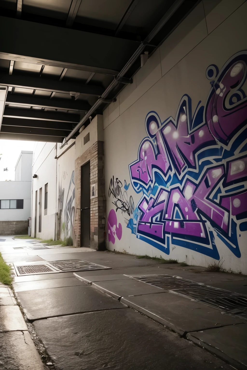 Create me a photo of a wall with graffiti written mk