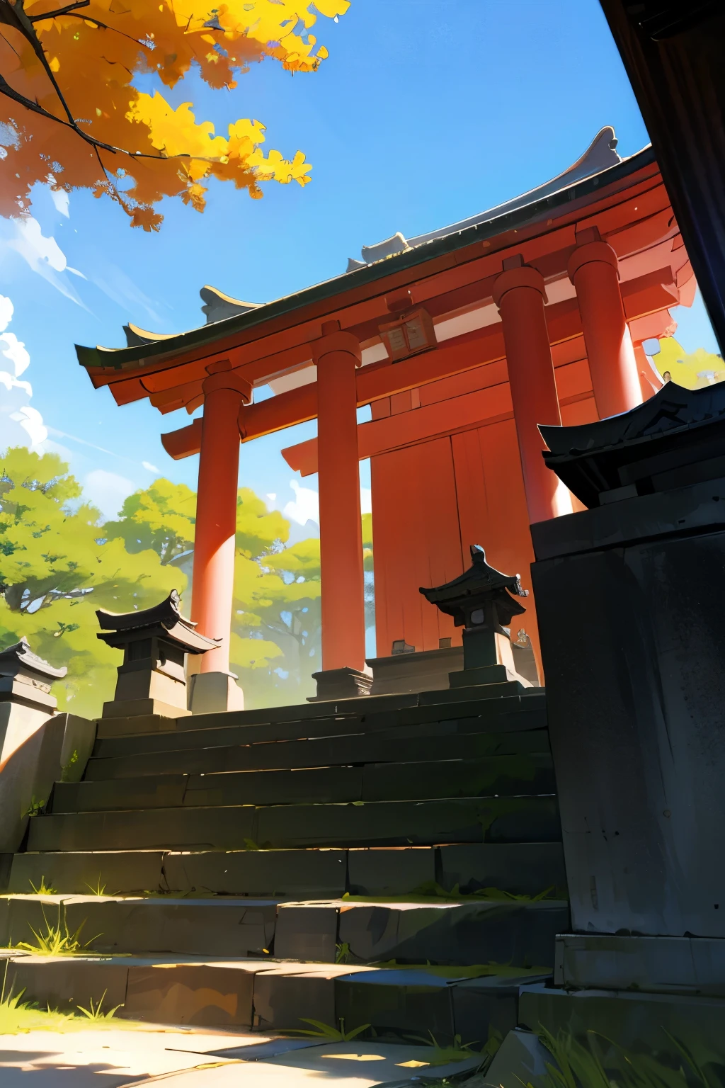 Japanese Shrines The weather is sunny A little further front