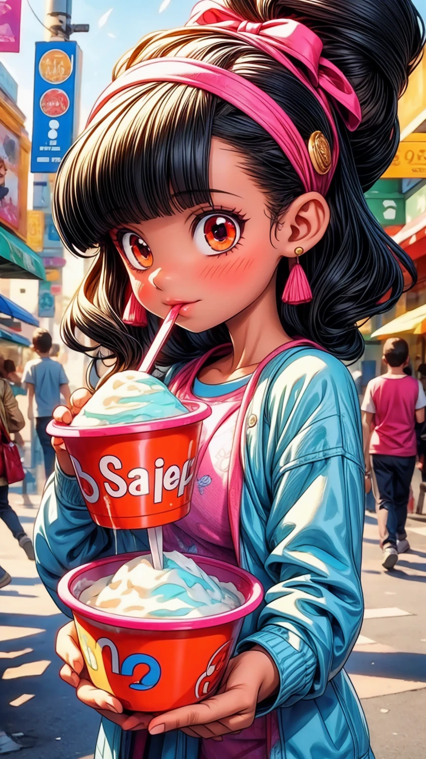 Girl eating shaved ice