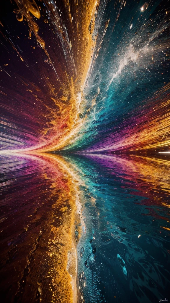 Expressing the concept of harmony through chaotic abstract shapes and vibrant colors