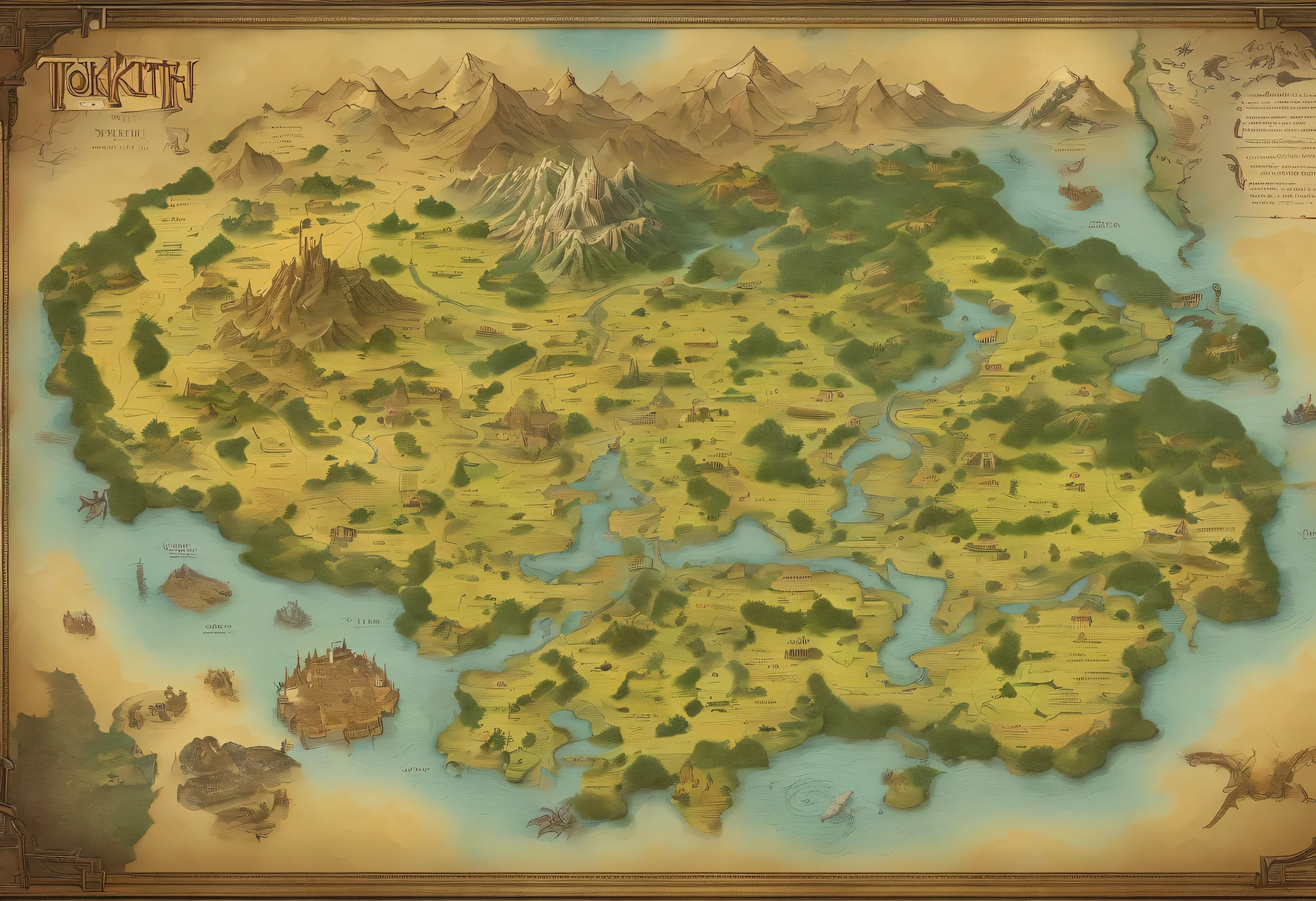 Tokkien world style map of Middle Earth