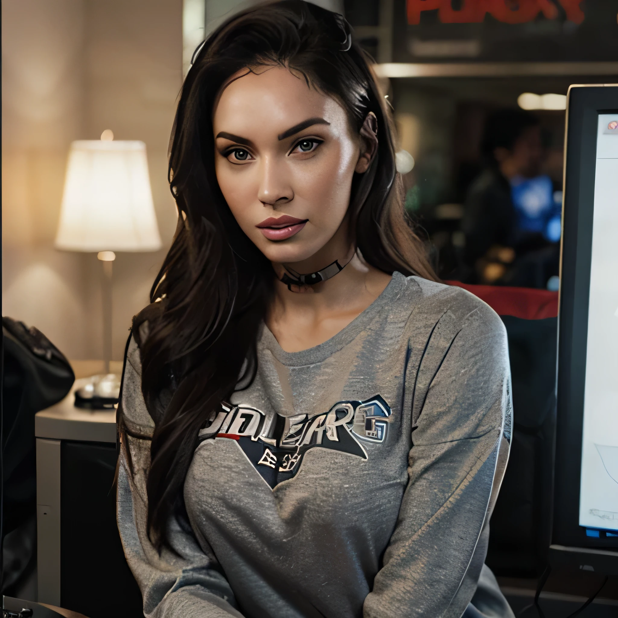 megan fox as a cute gamer play playstation