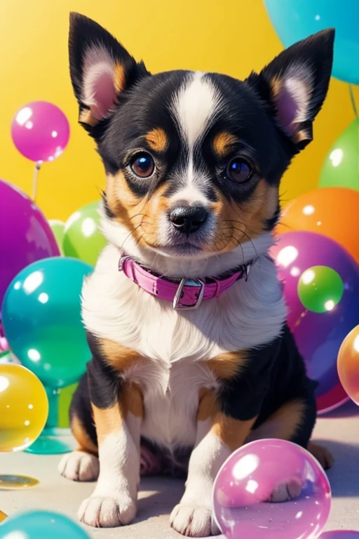 cute dog, Soap bubbles, colorful colors