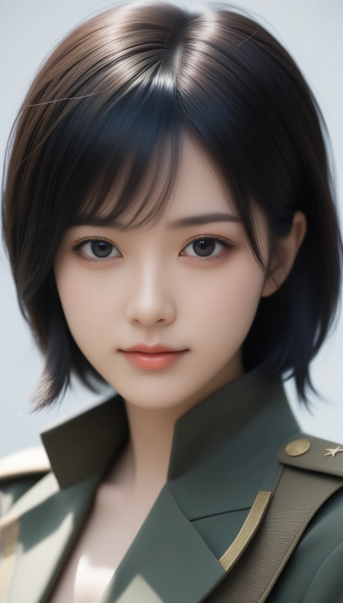 8k, Ultra-high resolution, Highest quality, masterpiece, 三分割法によるphotograph,Surreal, photograph, 1 Girl, (16 years old:1.3), pretty girl, Cute Face, Beautiful eyes in every detail, 細かくdetailedに,masterpiece,One Girl:1.2,Japanese female officer,full body,light smile,Black short hair,Bob with bangs,The World of Metal Gear Solid,Pencil Skirt,(印象派の美しい少女のPortraiture),(Impressionist light and colour), (next generation special forces:1.3),(Warrior,Camouflage,Beautiful dark eyes, So cute and beautiful,16 years old, ), (smile:0.8),Sharp contours,Looking down, (High-tech special forces), ((Nuclear aircraft carrier)),indoor, Light from above, Low contrast, (Side view),, Perfect and beautiful face ,完璧でCute Face, Skin with attention to detail, Perfect limbs、Narrow waist,Looking at the audience,(((Ideal body type))),A cup small breasts :2,Portraiture:2,Perfect Anatomy,鮮明なdetailed,detailed,Surreal,Light and shadow,glowing