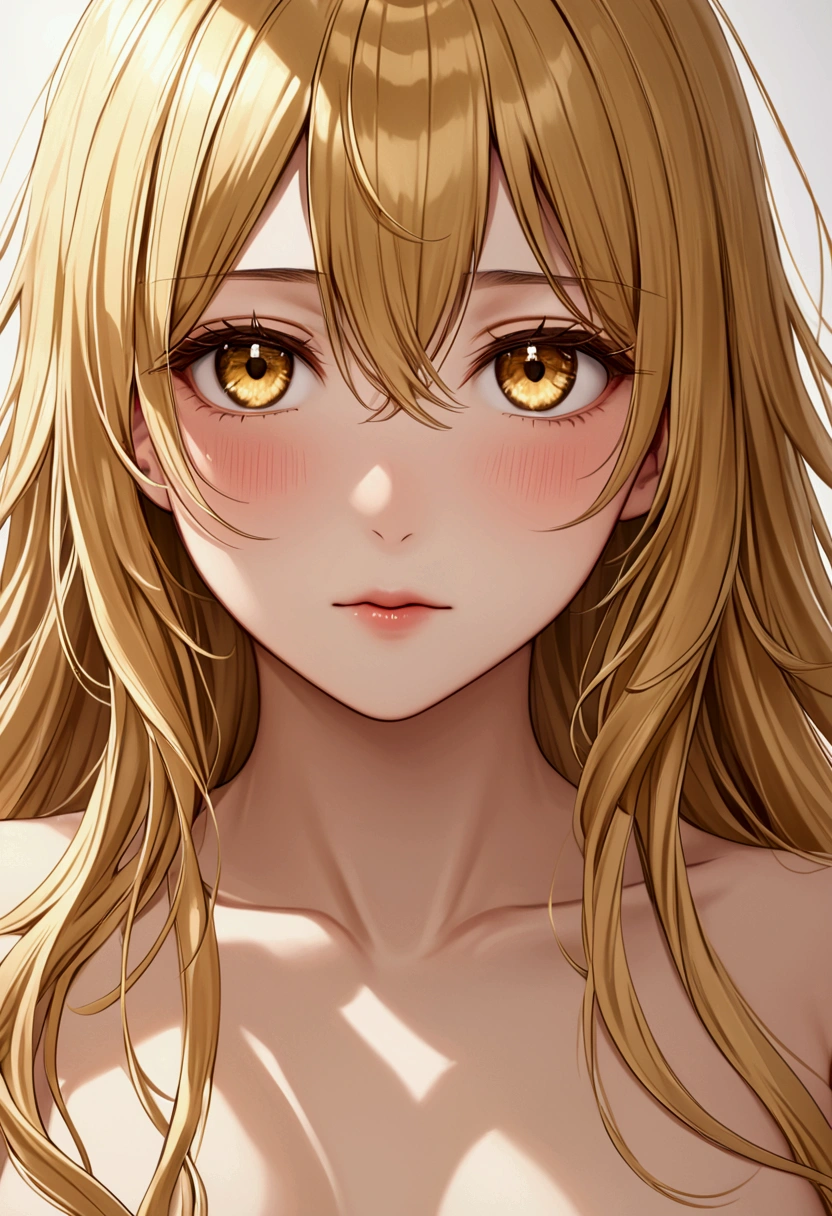Long golden hair , golden eyes,nude,detailed hair, detailed eyes,detailed body, best quality, high resolution, 8k