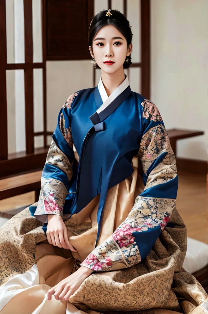 woman wearing dangui,waist up portrait,updo,extremely detailed clothes,masterpiece,8k,trending on pixiv,highest quality,
