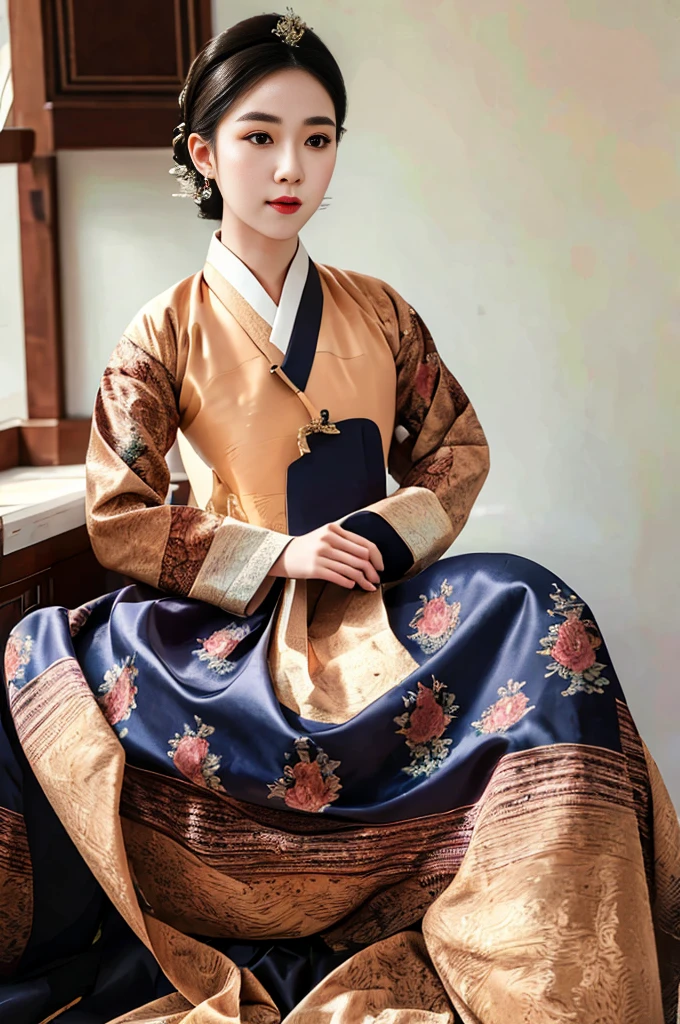 woman wearing dangui,waist up portrait,updo,extremely detailed clothes,masterpiece,8k,trending on pixiv,highest quality,