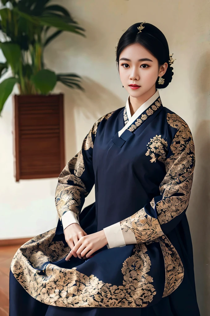 woman wearing dangui,waist up portrait,updo,extremely detailed clothes,masterpiece,8k,trending on pixiv,highest quality,