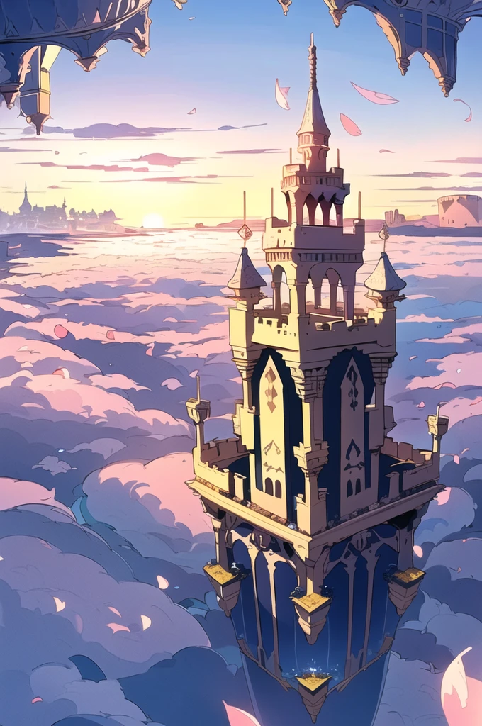 (Extremely detailed floating city:1.3), ((1 detailed mirage-castle floats above the clouds)and(Detailed floats minarets illusion, detailed floats belfry illusion)and(Highly transparent mirage)and(Detailed view of the base of the Mirage castle)),ultra-detailed,extremely detailed and beautiful, sky and white cloud and sunset glow background,ultra-detailed birds, (floating city in bloom, Floating petals, blooming gardens in the sky,  many vines on the wall:1.2)
Imagination, dream
/=
1 girl, (1 girl at floating city:1.3), (solo), (Super wide Angle lens), (back), behind head, white dress, (full body), (bare feet), (Backless dress), the girl away from camera, Holy Light,