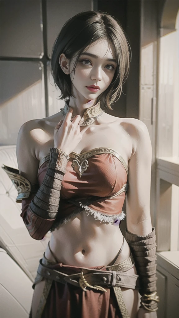 Beautiful woman, wearing female Kratos cosplay, god of War