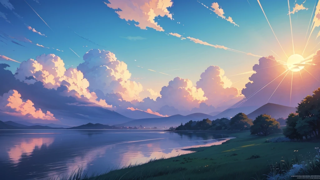 Makoto Shinkai Concept Art、Summer sky、cloud、blue sky、積乱cloud、Sun light、Ultra-realistic、Like the picture、