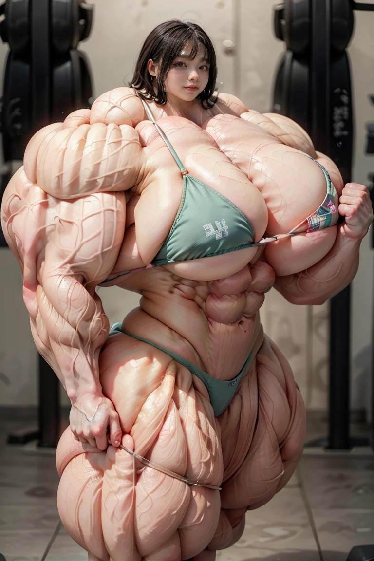 8k、Highest quality、High resolution、Very detailed、(((Bright lighting)))、Full body photo、One girl、Black Hair、(((Short Hair)))、smile、tall、(((Bikini:1.5)))、(((female bodybuilder:1.5)))、(((Big Tituscular)))、(((Hyper huge Muscle:1.5)))、(((Incredibly large muscles:1.5)))、(((Extremely large muscles:1.5)))、huge、(((Huge body:1.5)))、((Long legs))、(((very thick paws)))、(((Expanding Body)))、(((Huge body)))、(((An immeasurably large body:1.5)))、(((Very small face)))、(((Unusually developed super huge breasts:1.5)))、(((Super Heavy Muscle:1.5)))、(((Hyper Heavyweight Muscle:1.5)))、(((Super huge body:1.5)))、(((Unreasonably small face:1.5)))、(((An extraordinary large body:1.5)))、beautiful、Beautiful muscles、Beautiful skin、beautiful body